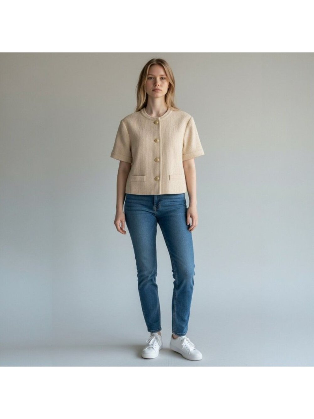 Derek Lam 10 Crosby Textured Short‑Sleeve Jacket Blazer Medium New NWT $450